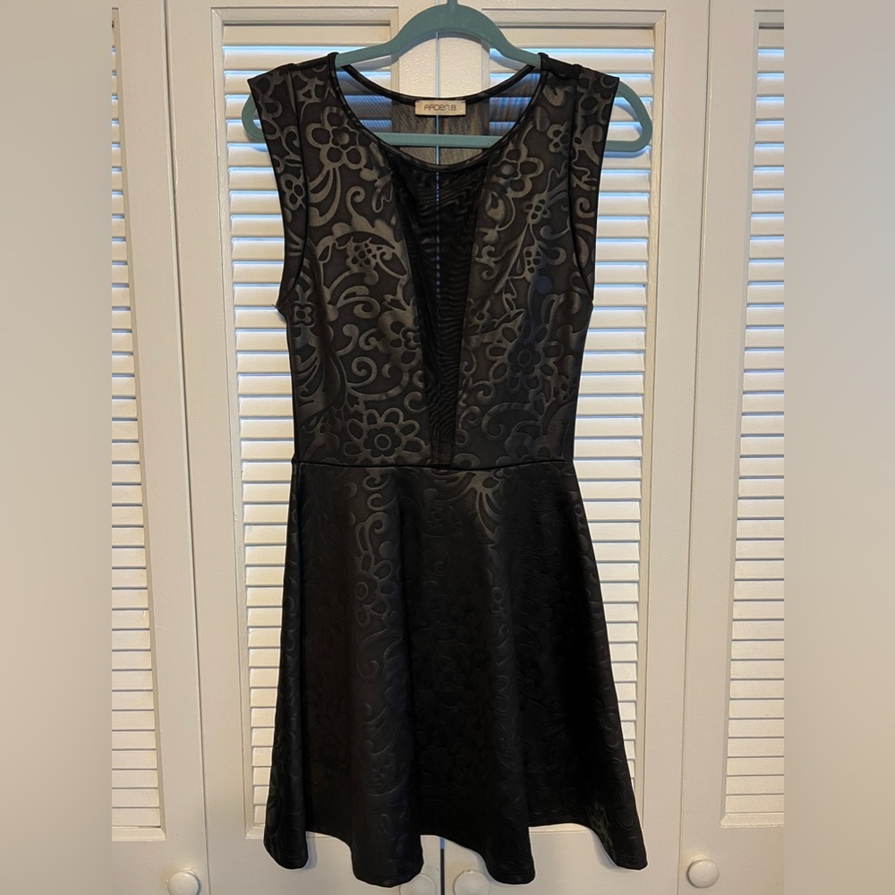 Gorgeous Alden B Sheer Deep V Neck Black Dress - Size M